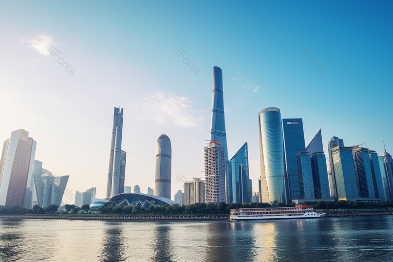 夕阳下的珠江新城全景现代建筑群摄影,高清,摄影图,摄影图片,图片大全,摄影图免费下载